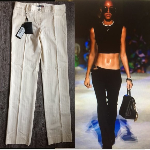 Dolce&Gabbana white stripe pants size 40 NWT low waist - Picture 1 of 7